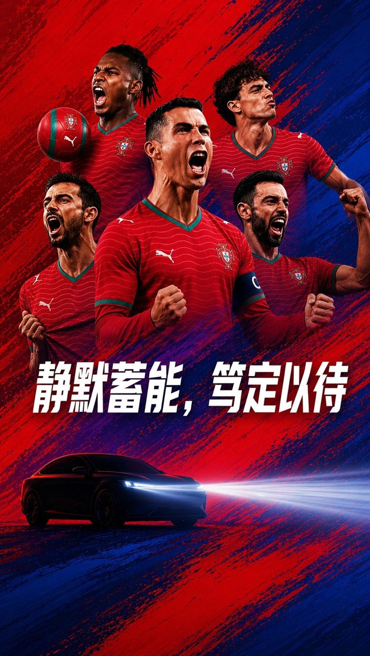 葡萄牙队 · 红蓝笔刷球员海报