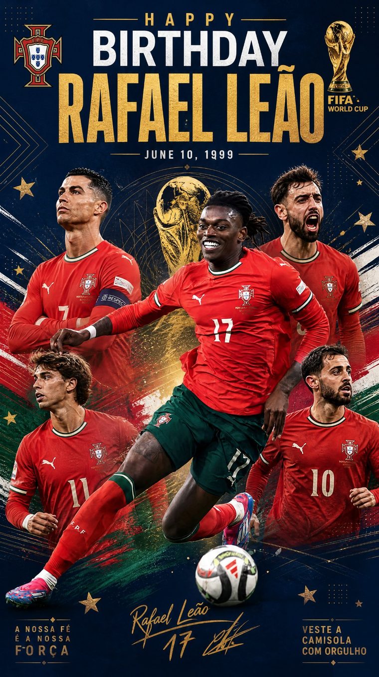 Rafael Leão 生日海报 · 带球动作版